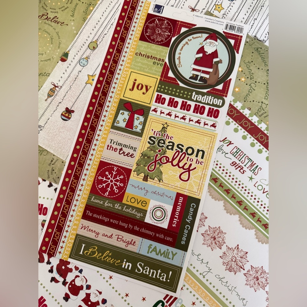 🆕🎅🏻 ADORNIT “CHRISTMAS TRADITION” CARDSTOCK STICKERS & MATCHING PAPER. - Picture 2 of 8